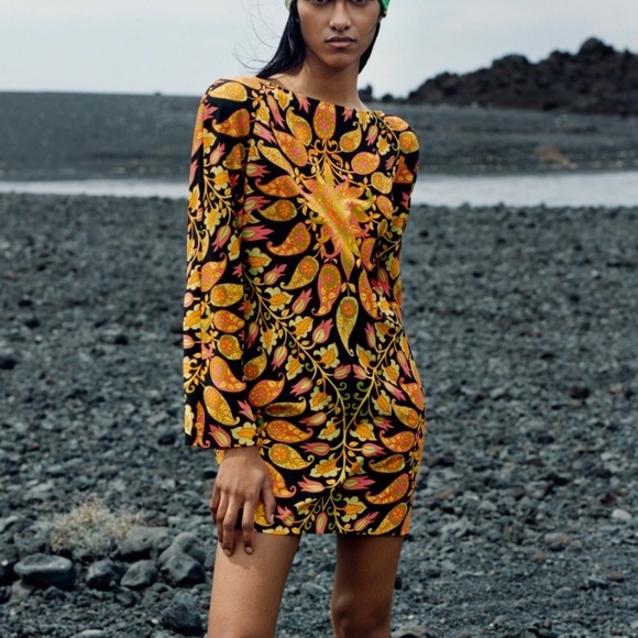ZARA Printed Mini Dress - Picture 4 of 7